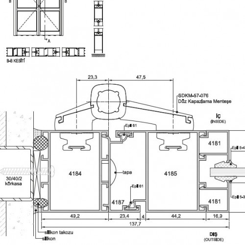 SARAY C60 Vitrin- Kapı ve Pencere Sistemleri