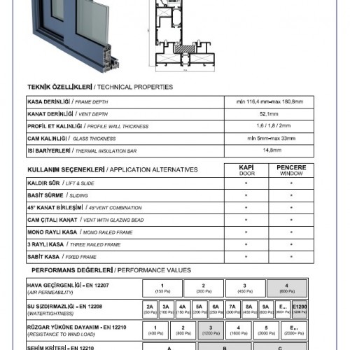 ASAŞ RST116 - Sürme Kapı ve Pencere Sistemi