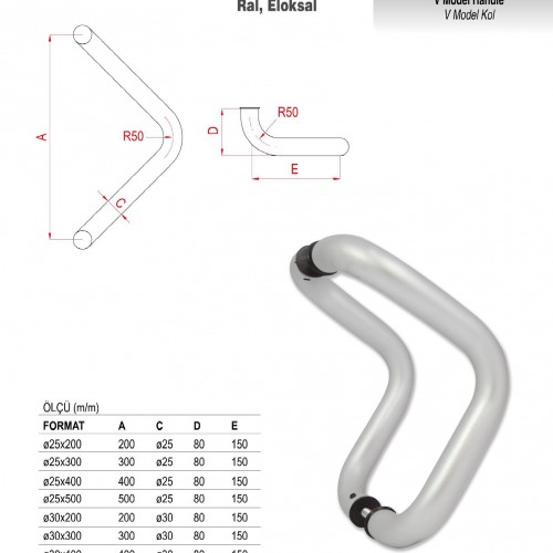 KS-1107 - Alüminyum Çekme Kapı Kolları