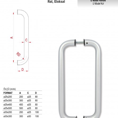 KS-1108 - Alüminyum Çekme Kapı Kolları